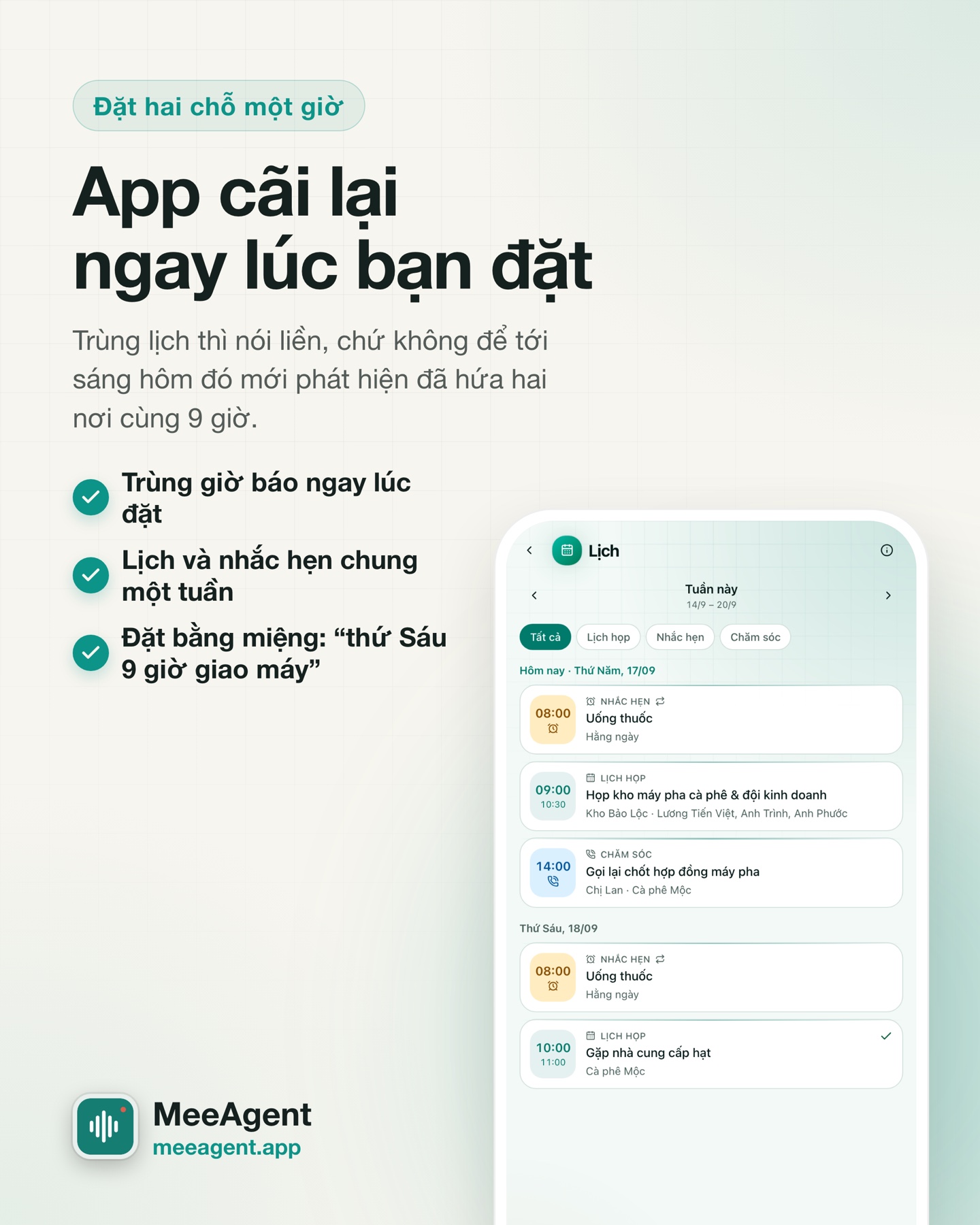 Đặt hai chỗ một giờ: App cãi lại ngay lúc bạn đặt