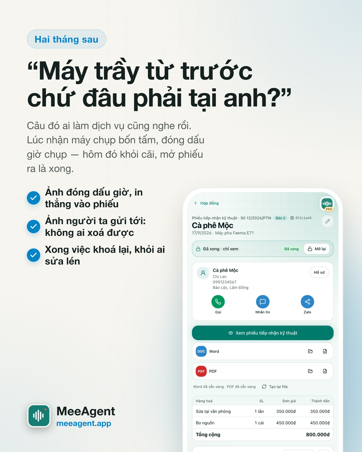 Hai tháng sau: “Máy trầy từ trước chứ đâu phải tại anh?”